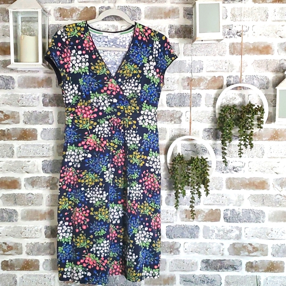 Boden Knit Faux Wrap Dress, Floral Print, Women's US6R